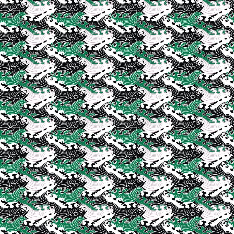 Seamless abstract retro geometric pattern. Swirly elements in geometric rows. vector illustration