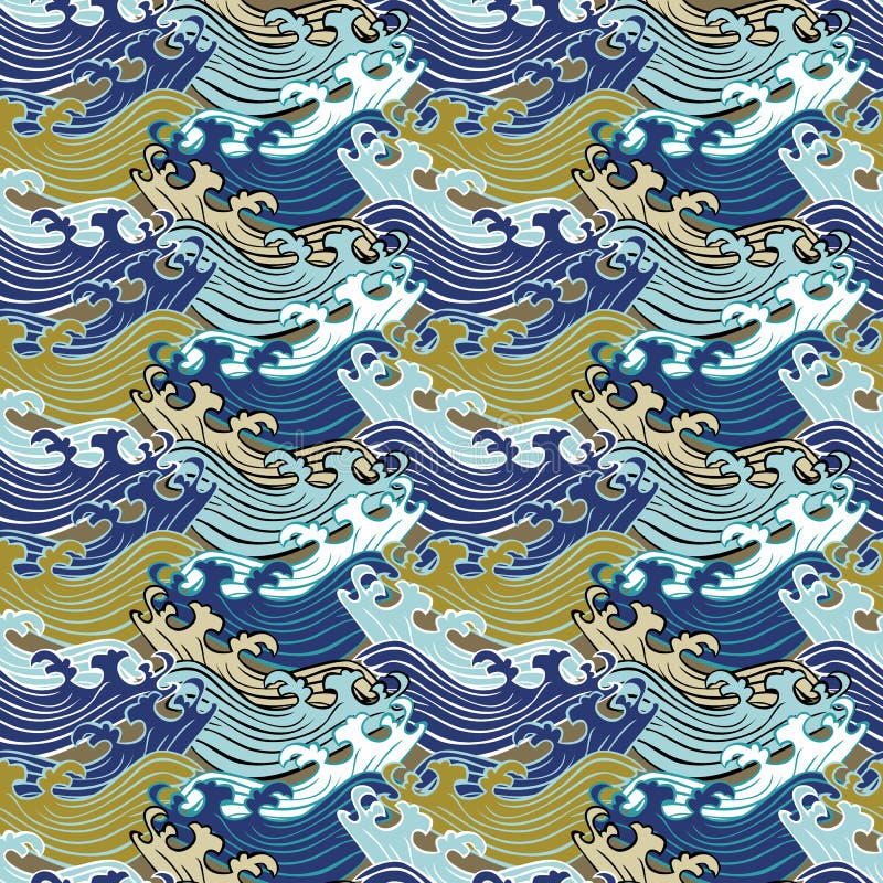 Seamless abstract retro geometric pattern. Swirly ornaments in geometric rows royalty free illustration