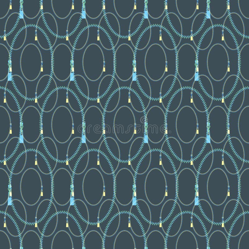 Seamless abstract retro geometric pattern. Zipper ovals, circles and sliders stock illustration