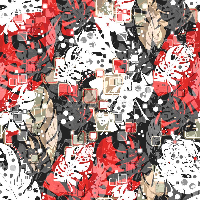 Seamless abstract tropical leaves jungle pattern vector illustration