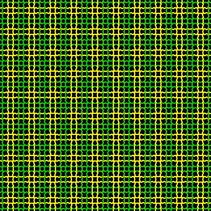 Seamless Abstract Wallpaper with Green and Yellow Mesh Pattern on Black