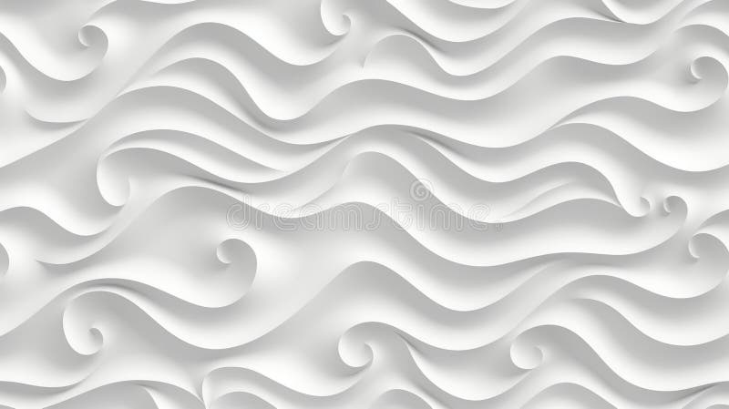 Seamless Abstract White Wave Background. 3D Render Illustration of Minimalistic Design. royalty free illustration