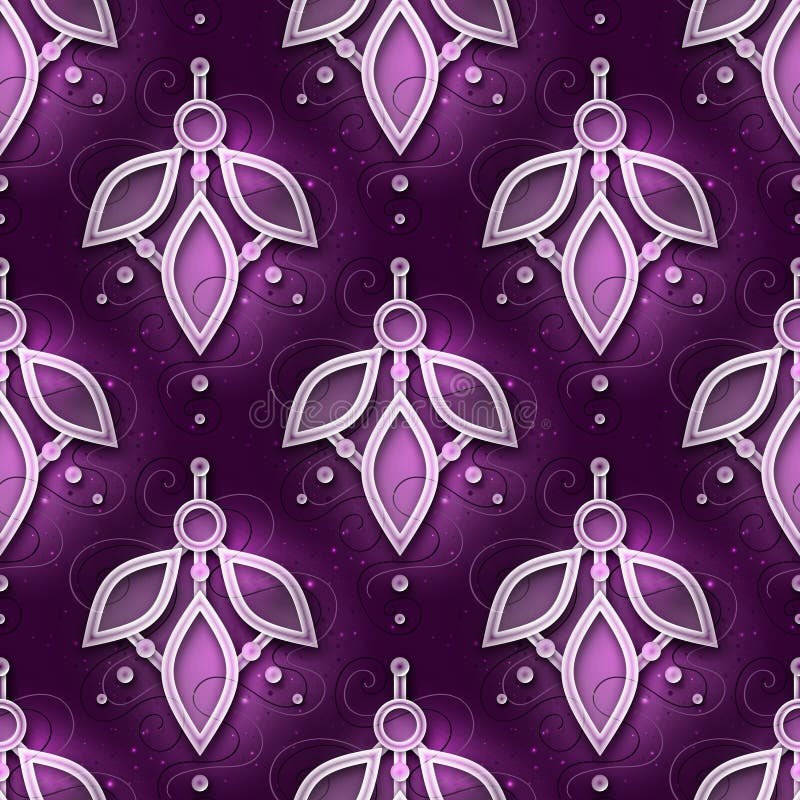 Seamless Aesthetic Pattern with Textured Background and Deco Elements stock illustration