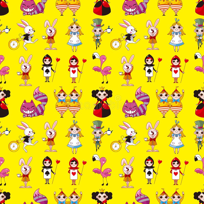 Seamless Alice in Wonderland pattern