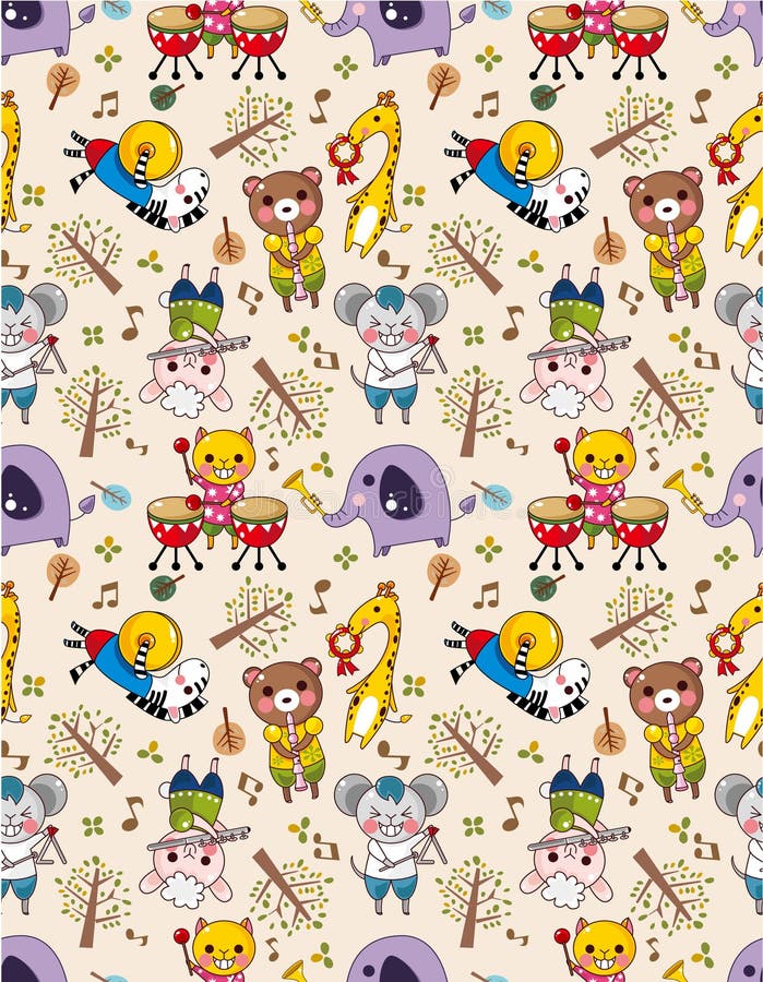 Seamless animal music pattern