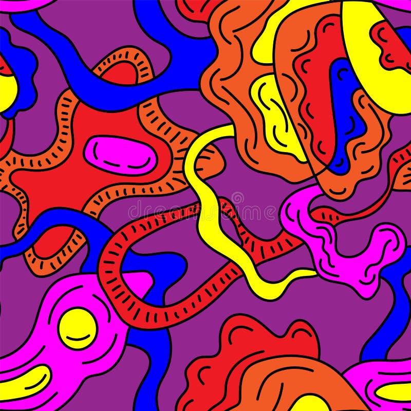 Seamless artwork with abstract psychedelic pattern vector illustration