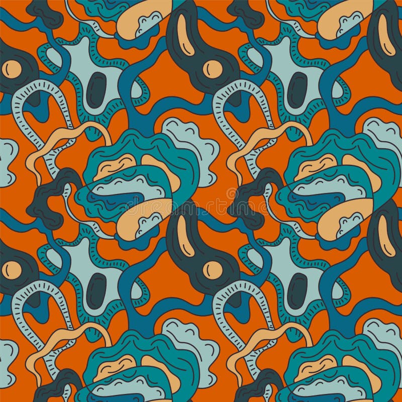Seamless artwork with abstract psychedelic pattern stock illustration