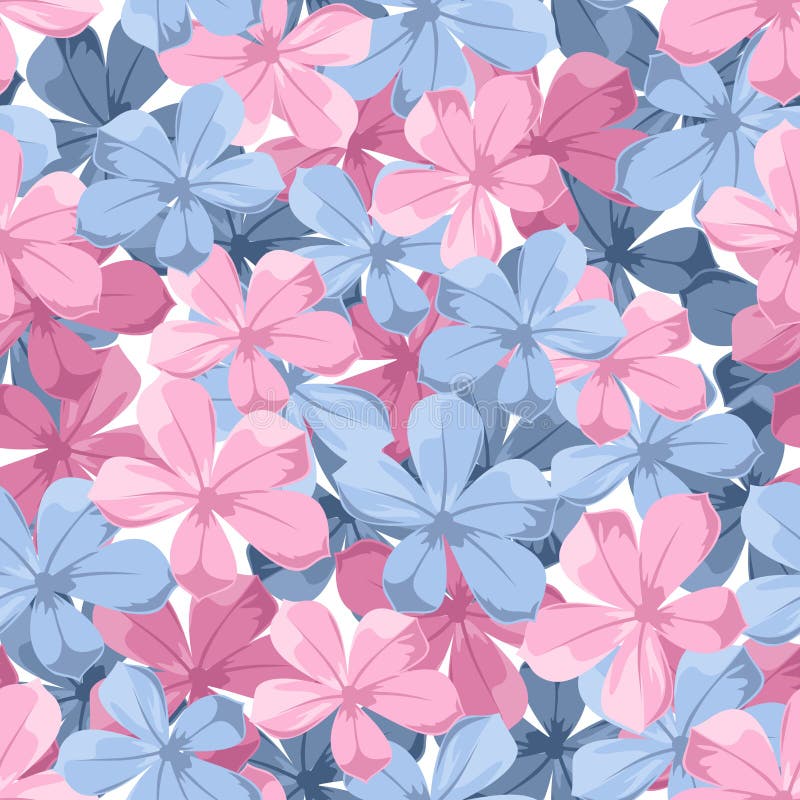 Seamless Background With Blue And Pink Flowers. Royalty Free Stock