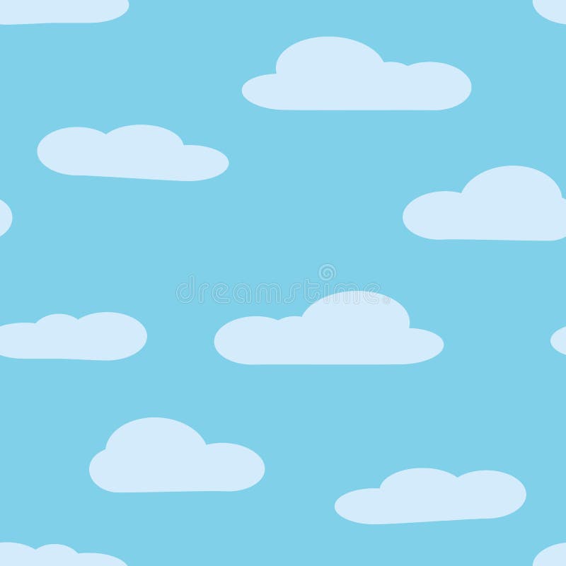 Seamless Background with Blue Sky and White Cartoon Clouds Stock Vector ...