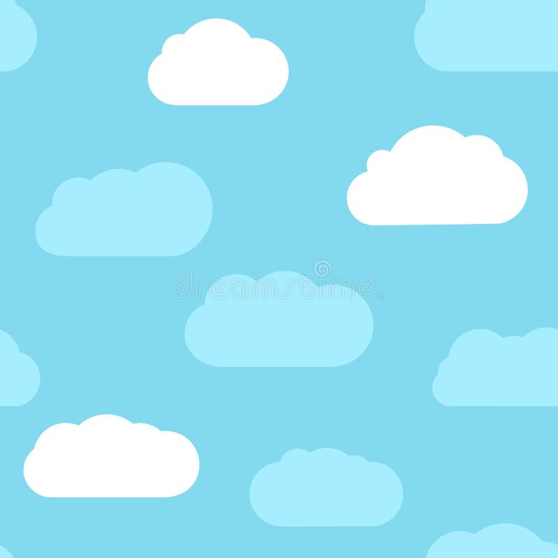 Seamless Background with Blue Sky and White Cartoon Clouds Stock Vector ...