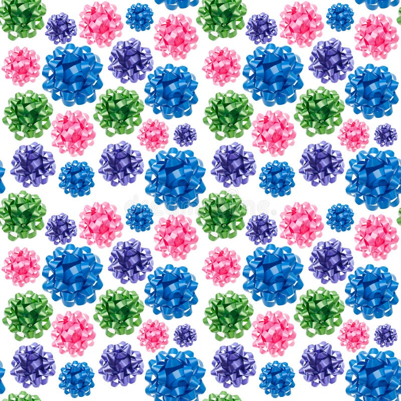 Seamless Background from of Vibrant Colored Modern Gift Bows Photograph. Seamless bow stock images, royalty-free photos and pictures