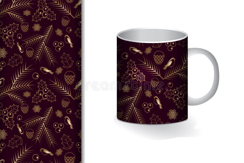 Seamless Background Cup and Mock Up with Golden Ornament Concept for Design  of Fabric and Paper for Printing Stock Illustration - Illustration of  drive, design: 160347719