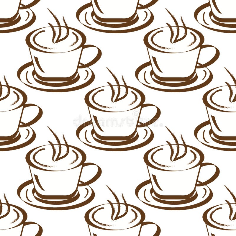 Seamless Background with Cups of Coffee Stock Vector Illustration of