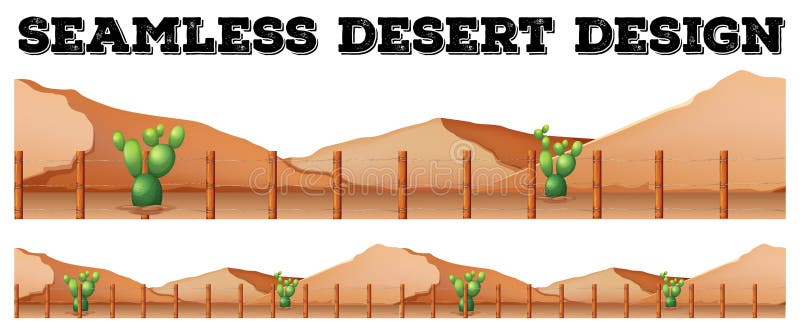 Seamless background design with cactus in desert stock illustration Seamless background design with cactus in desert stock illustration