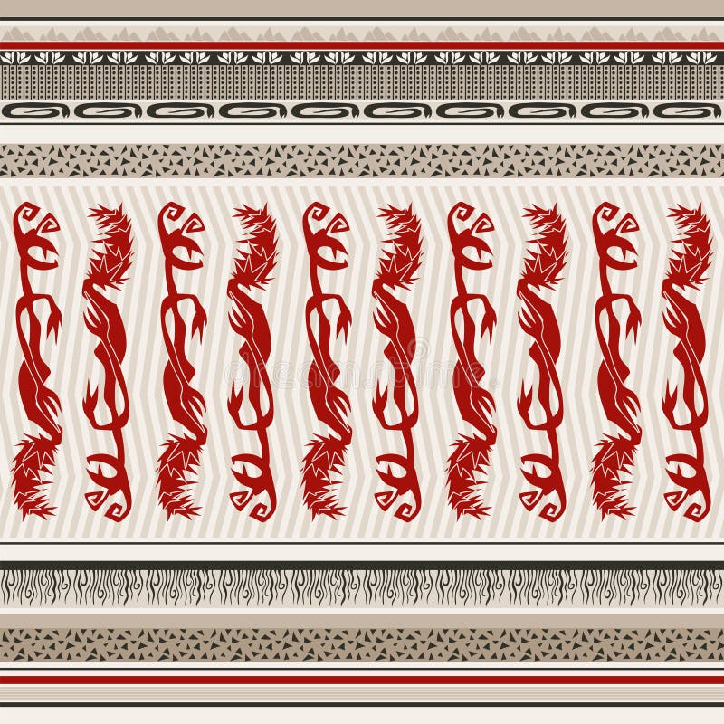 Seamless background in ethnic style with red monsters royalty free illustration Seamless background in ethnic style with red monsters royalty free illustration