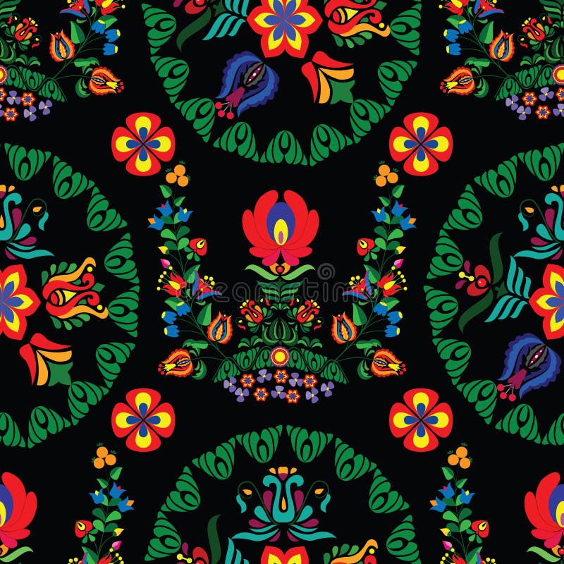 Seamless background with folk Russian patterns for the design