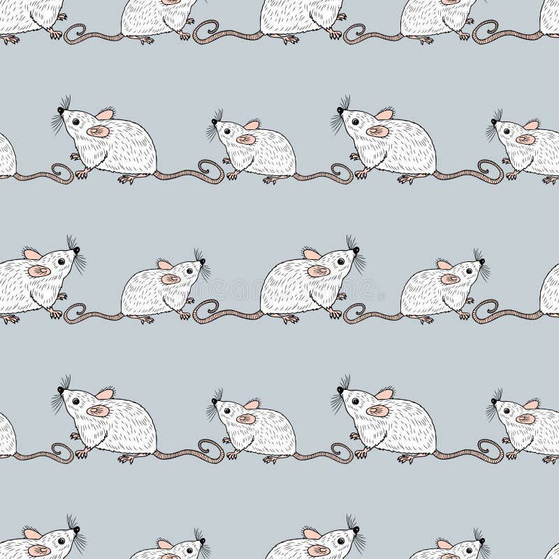 Seamless background of funny cartoon rats