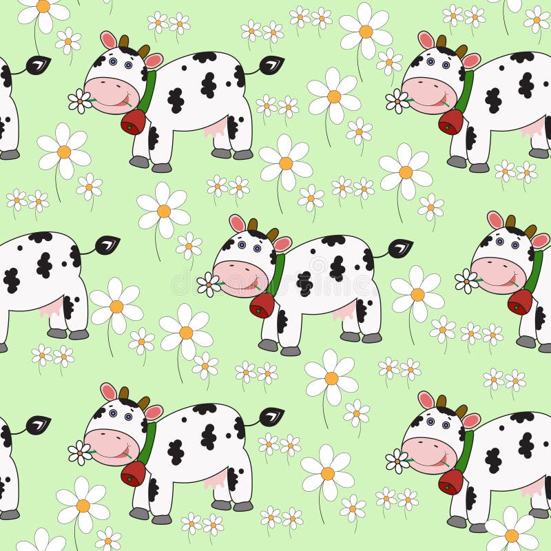 Cute friendly cow pattern Stock Vector by ©dianka 1224614