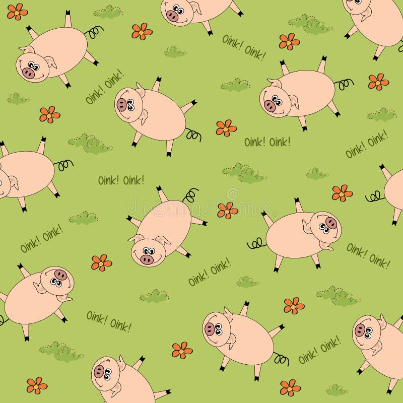 Seamless background with funny pigs