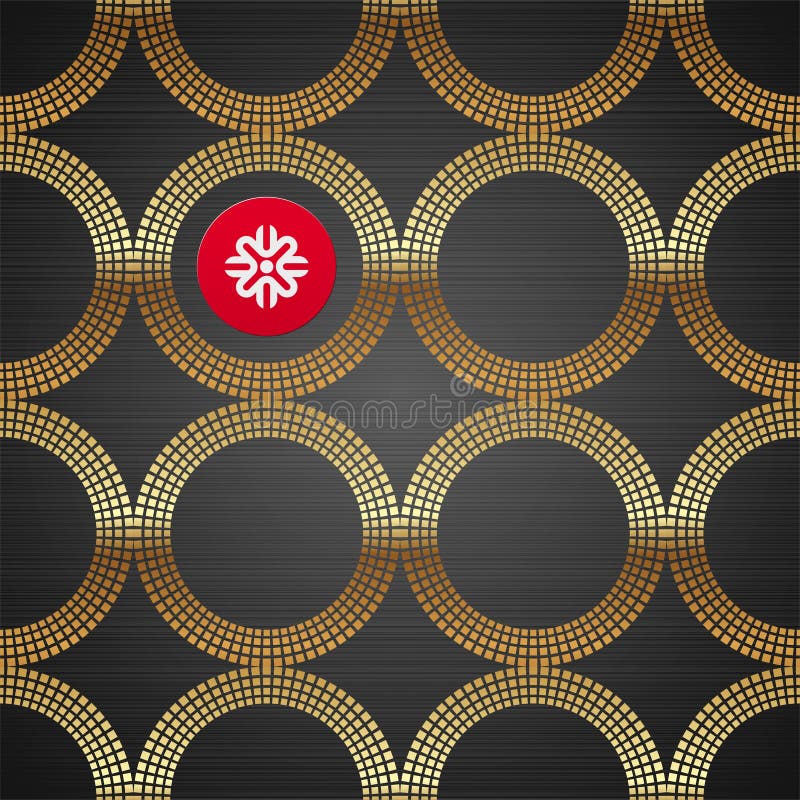 Abstract seamless vector background with golden luxury round elements on a dark metal texture. Abstract seamless vector background with golden luxury round elements on a dark metal texture.