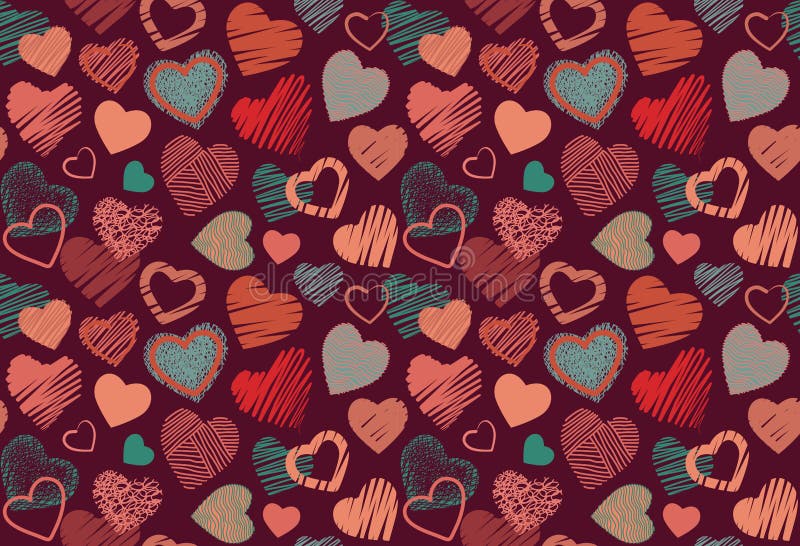 Seamless background of hand drawn stylized hearts royalty free illustration Seamless background of hand drawn stylized hearts royalty free illustration