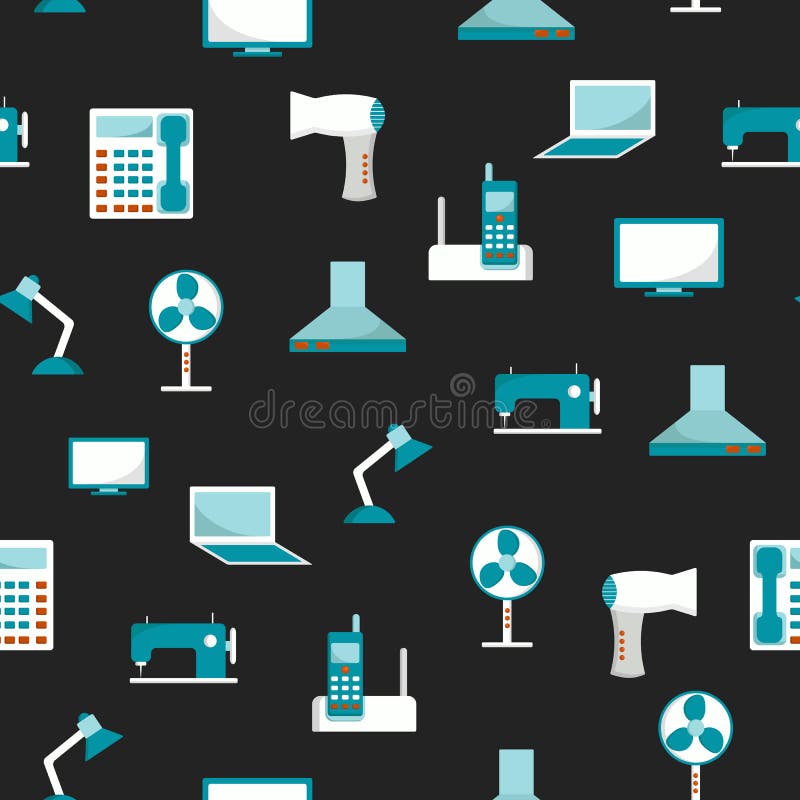Seamless Background with Home Appliances Stock Vector Illustration of