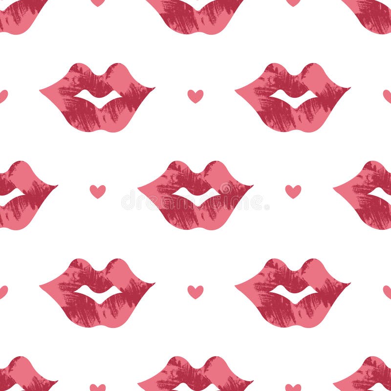 Seamless Background of Lips and Hearts Stock Vector Illustration of