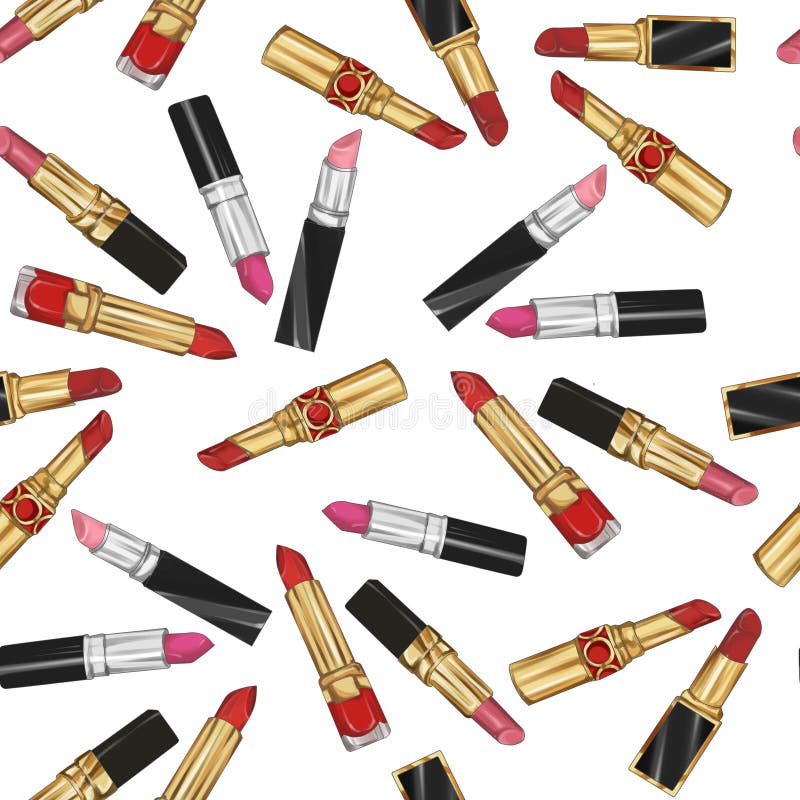 Seamless Background Lipsticks Background Stock Illustration
