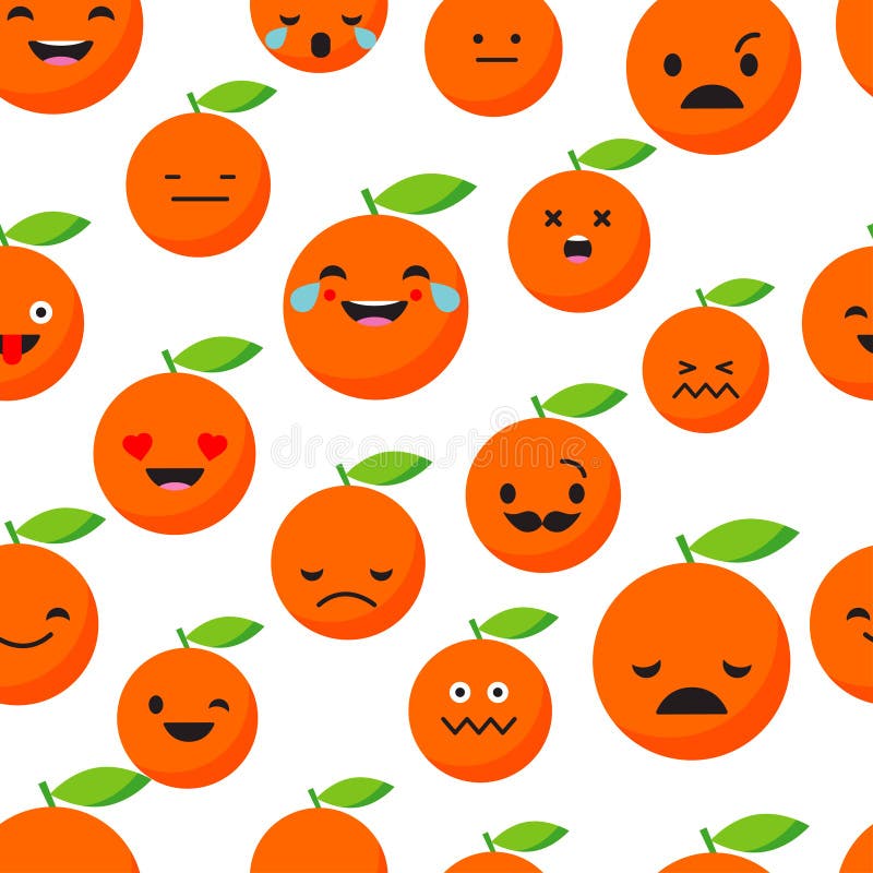 Seamless Background with Orange Emotions. Stock Illustration