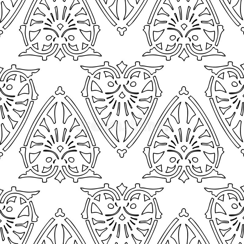 Seamless Background of Outlines Vintage Decorative Elements Stock ...