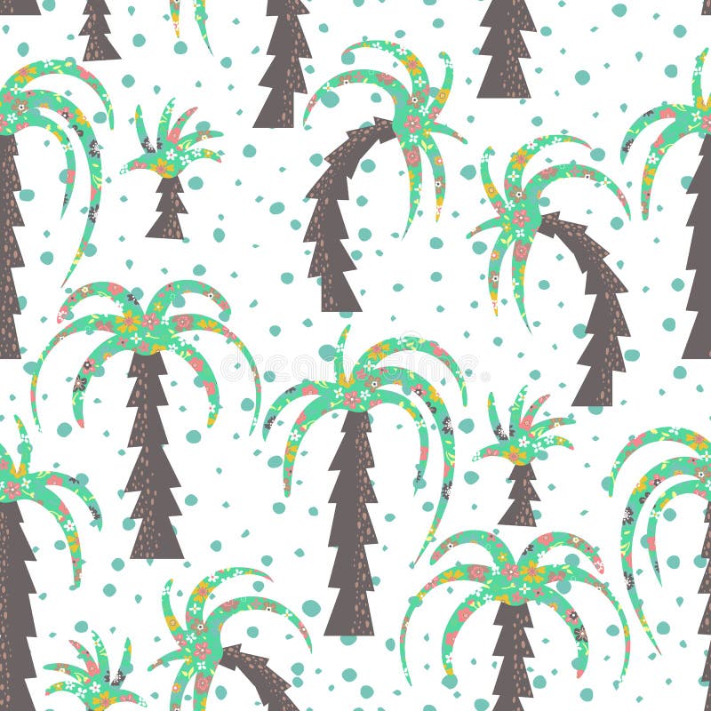 Seamless background with palm trees