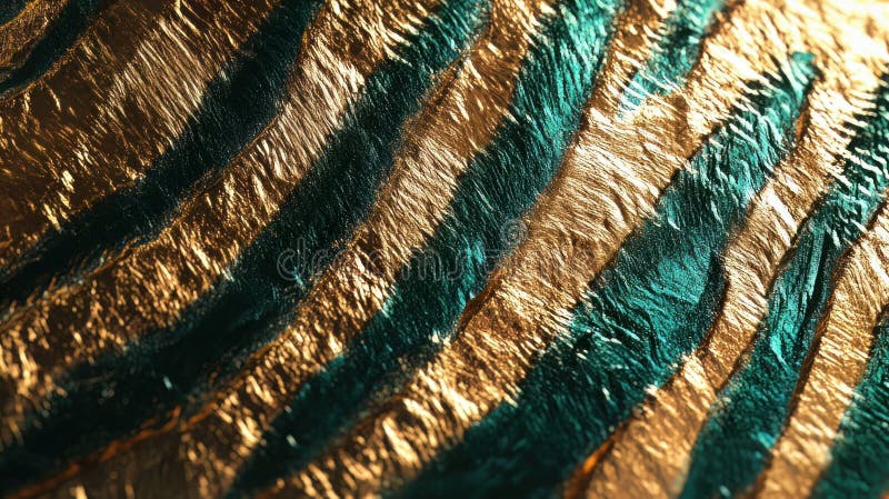 Hyperrealistic Tiger Stripe Pattern Gold Emerald Macro royalty free illustration
