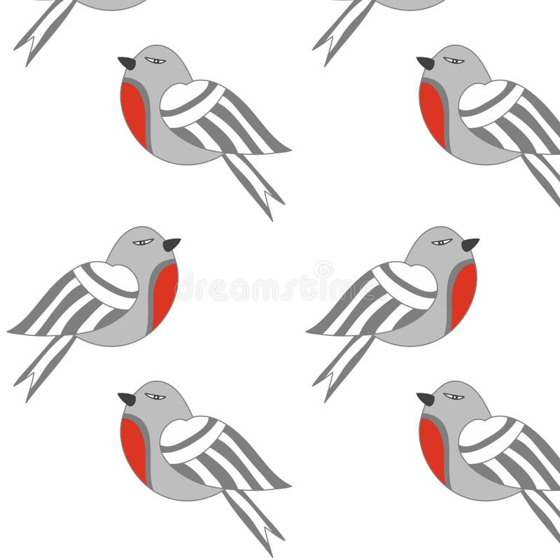 Seamless background pattern. Vector illustration, motives for kids, color patterns, bullfinches royalty free illustration