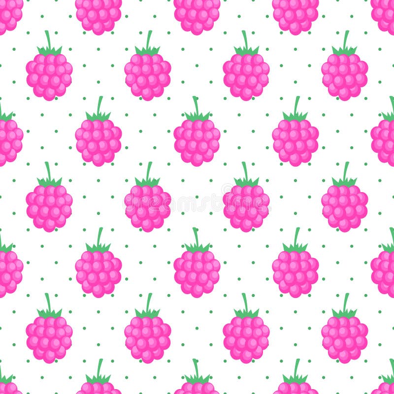 Seamless background with pink raspberry.