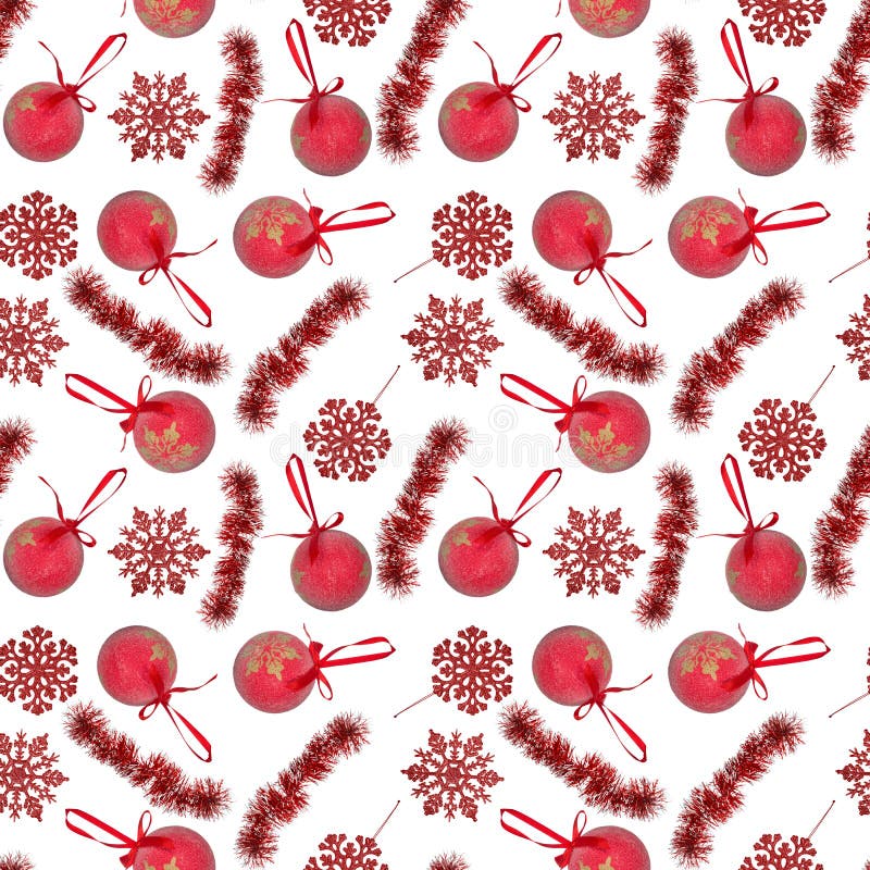 Seamless background from red christmas decorations