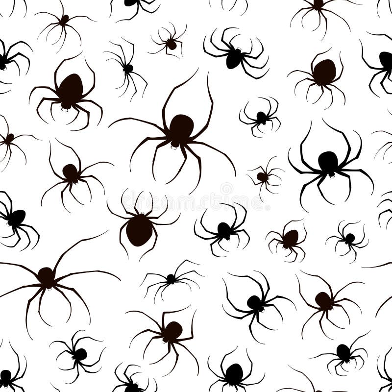 Set of Black Spiders Seamless Background