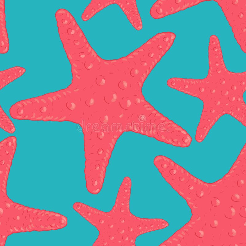 Seamless background with starfish stock illustration