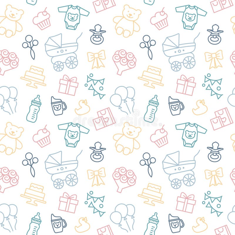 Seamless Vector Background on the Theme of Celebrating a Baby Shower