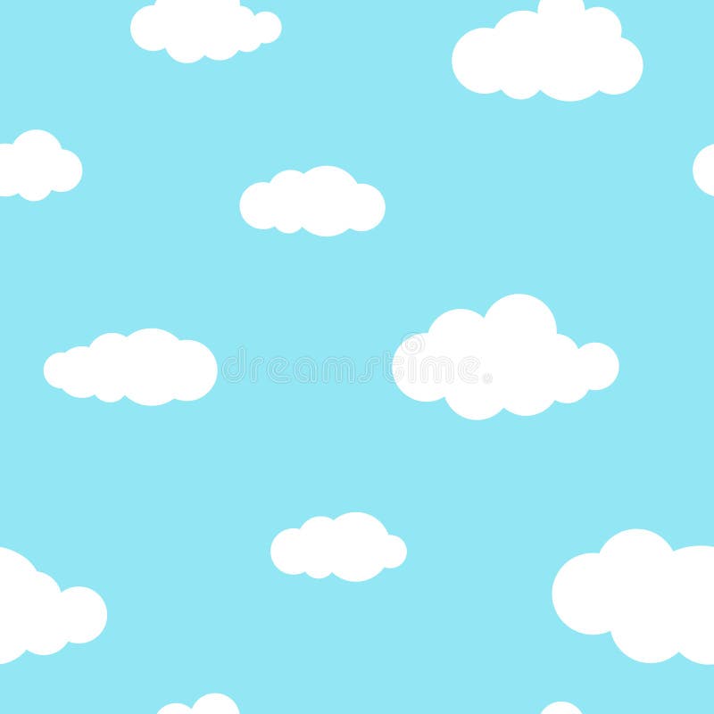 Seamless Background with White Clouds on Powder Blue Sky. Stock ...