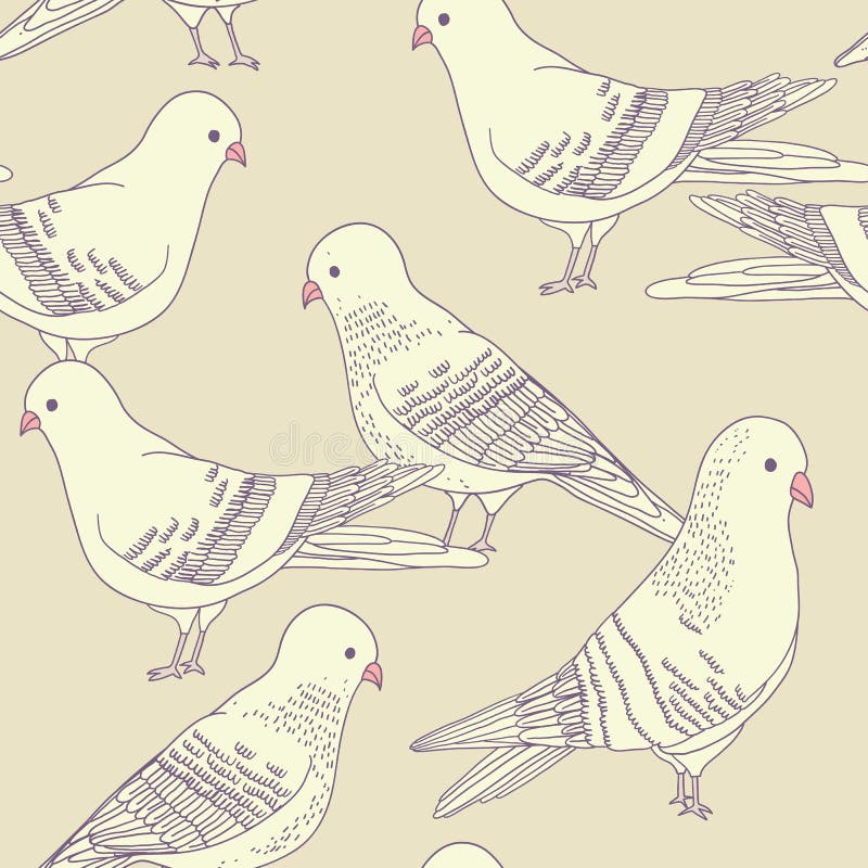 Seamless bird pattern vector illustration