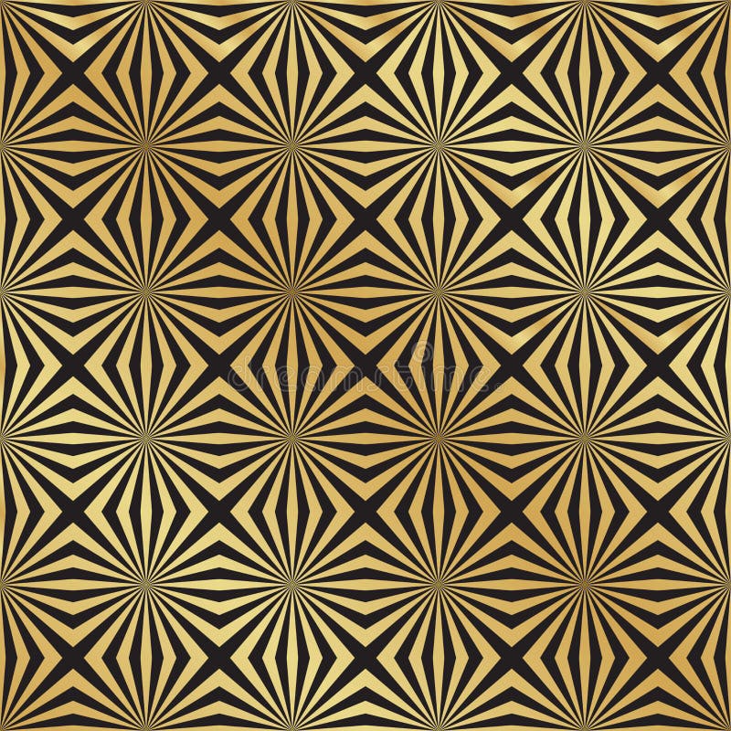 Seamless Black and Gold Art Deco Vector Pattern Stock Illustration