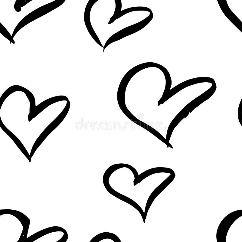 Seamless Black Heart Pattern. Romantic Background. Vector Illustration ...