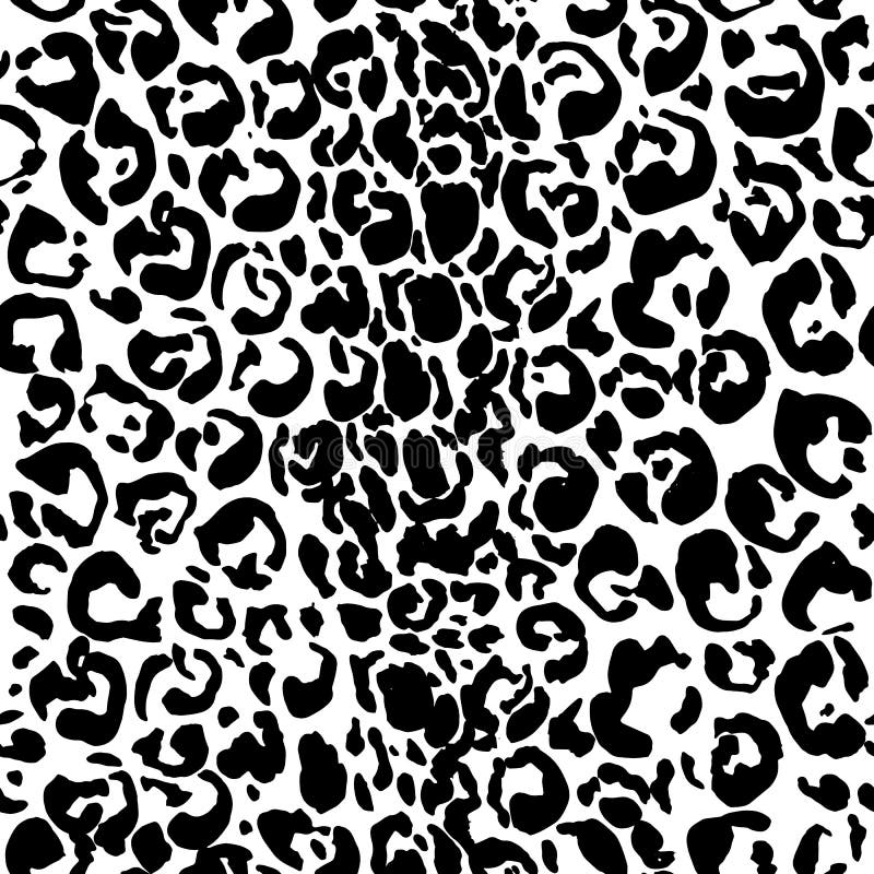 Seamless Black Leopard Pattern. Animal Skin Grunge Texture. Vector ...