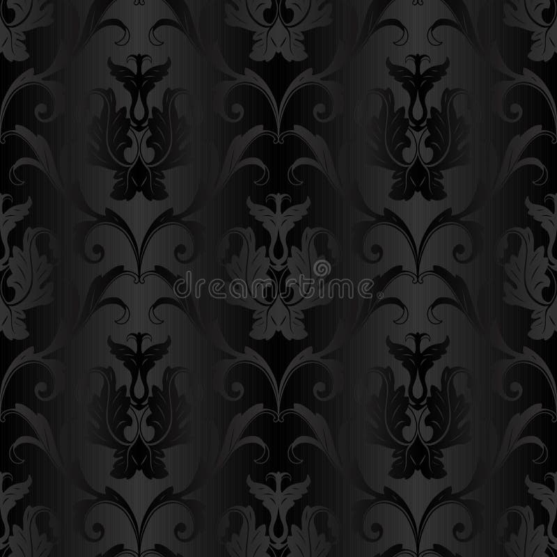 Black Seamless Damask Wallpaper Stock Illustrations 27,742 Black
