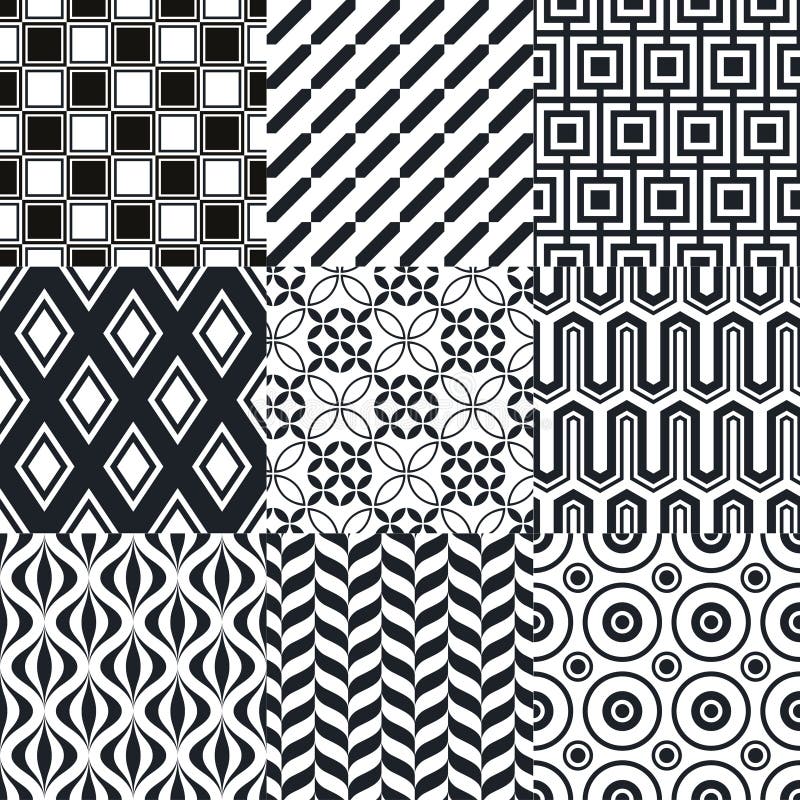 Seamless Black and White Geometric Pattern Stock Vector - Illustration ...