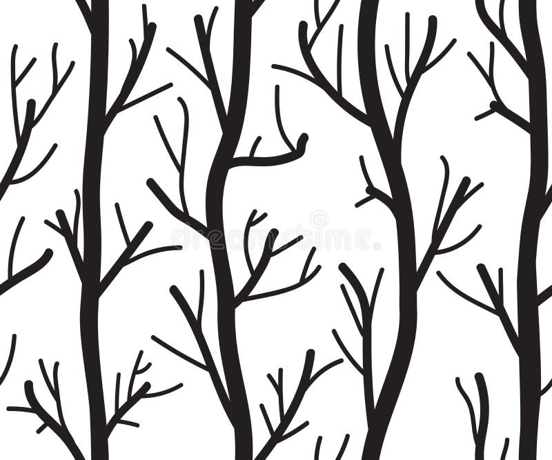 Seamless Black and White Background with Trees Stock Vector