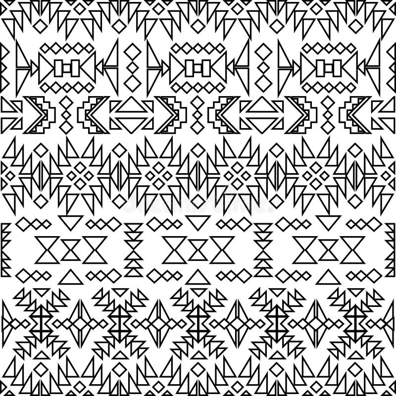 Seamless Black and White Aztec Pattern Stock Vector - Illustration of ...