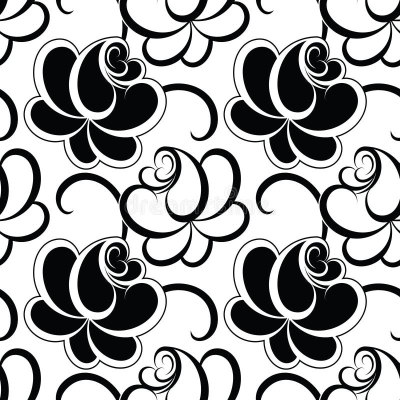 Black White Rose Pattern Stock Illustrations – 36,884 Black White Rose ...