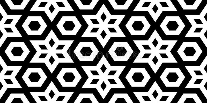 Seamless Black and White Geometric Pattern stock illustration