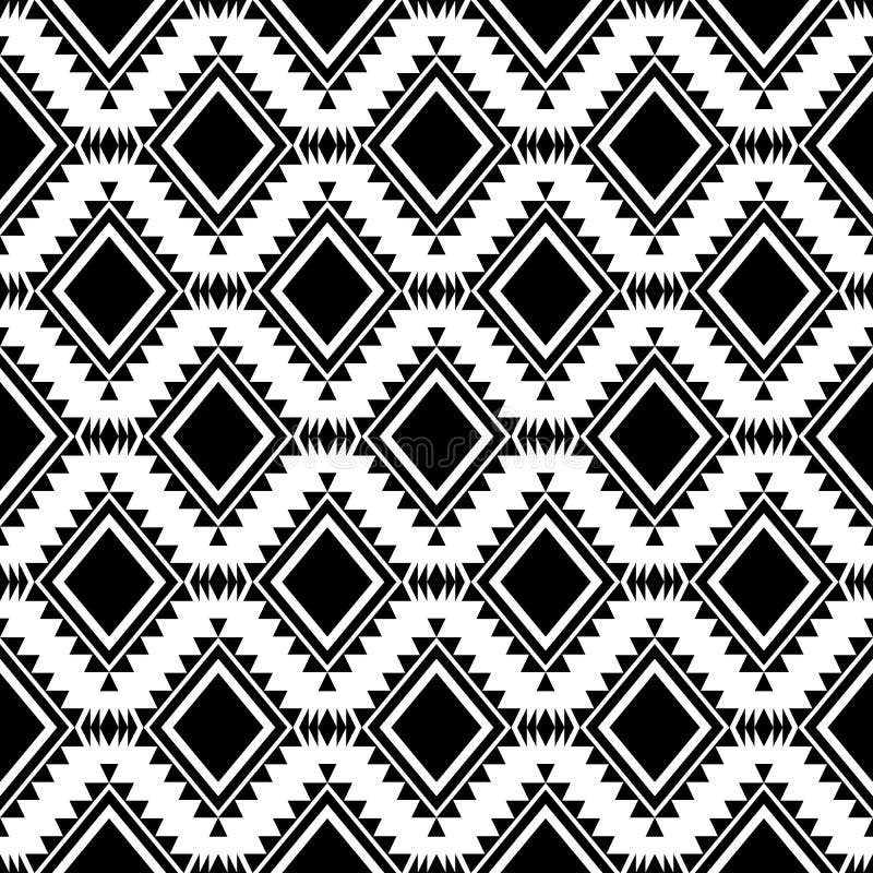 Seamless Black and White Indian Pattern. Stock Vector - Illustration of ...